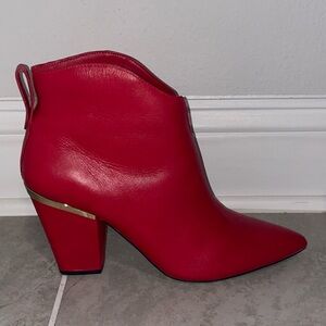 1. State Red Corben Ankle Boots with Gold Accent